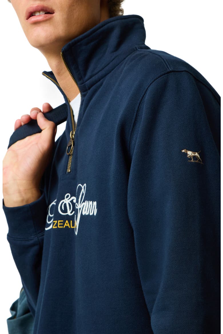 Jubilee Embroidered Logo Cotton French Terry Quarter Zip Pullover, Alternate, color, ECLIPSE