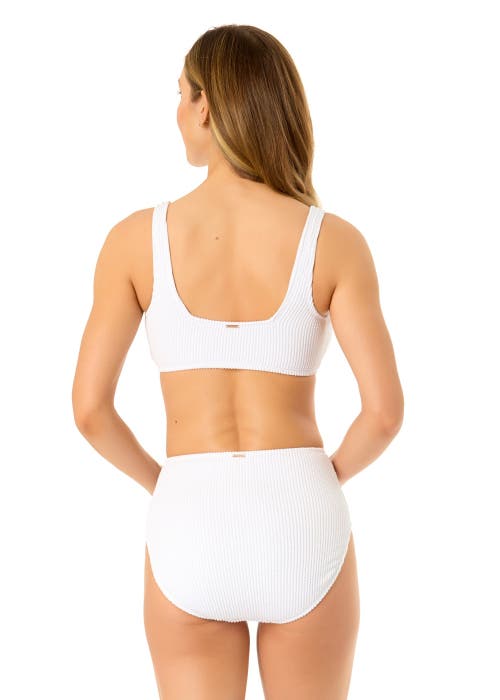 ANNE COLE LIVE IN COLOR TEXTURED CLASSIC SQUARE NECK BRALETTE BIKINI SWIM TOP 