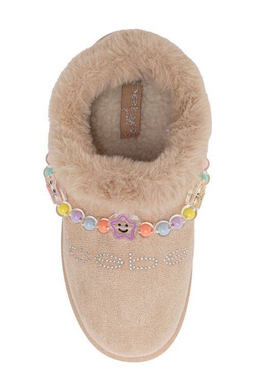 Bebe Kids' Cozy Friendship Beaded Faux Fur Trim Slipper In Multi