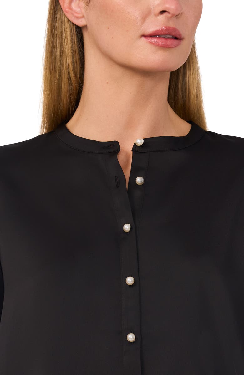 CeCe Pearly Button Satin Top, Alternate, color, 