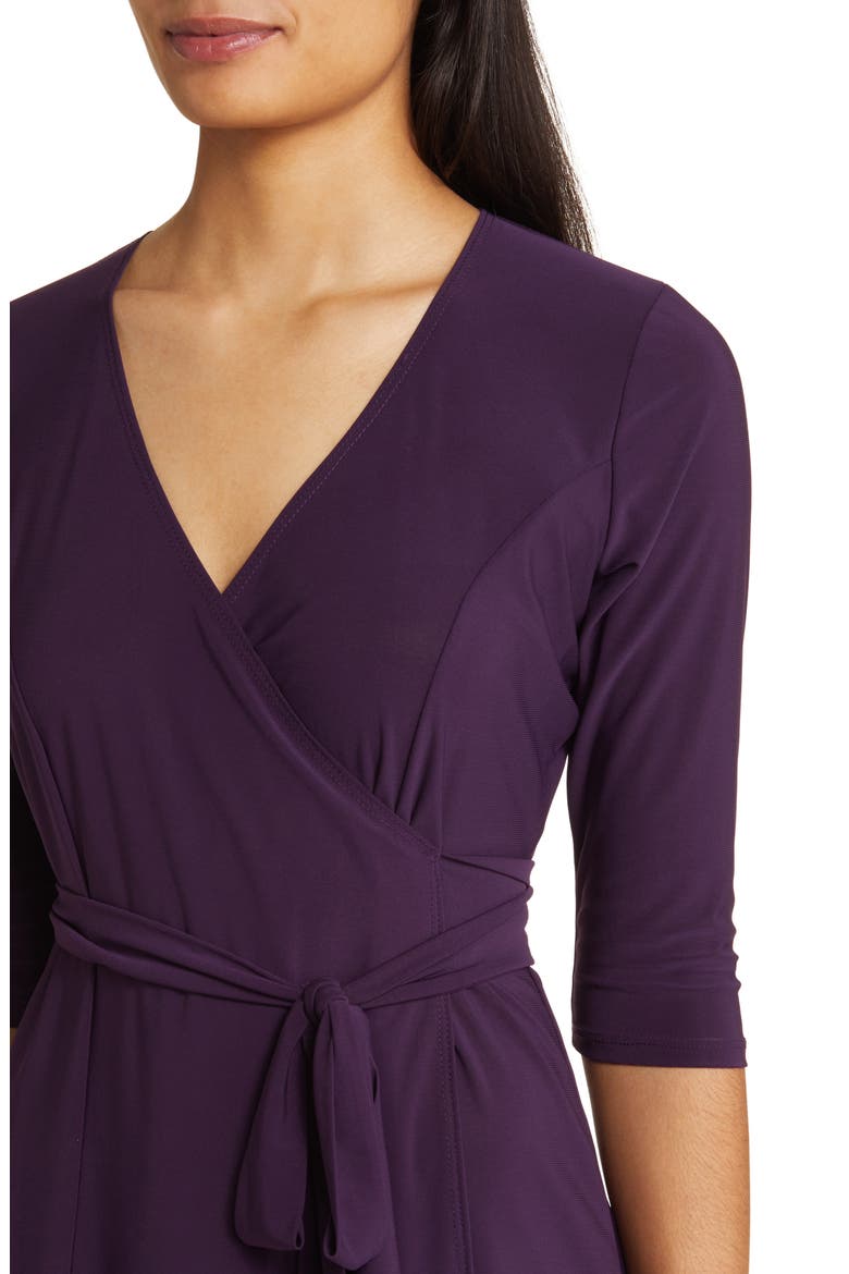 Essential Midi Wrap Dress, Alternate, color, PLUM PASSION