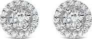Haus of Brilliance 14K White Gold 3/4 Cttw Lab Grown Diamond Solitaire With Halo Stud Earrings