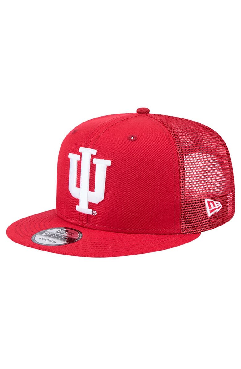 New Era Men's New Era Crimson Indiana Hoosiers 9FIFTY Trucker Snapback Hat, Main, color, 