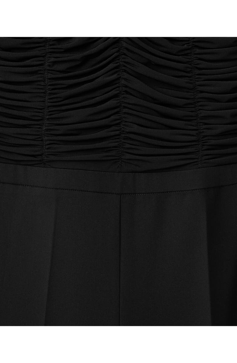 MANGO Ruched Long Sleeve Jumpsuit, Alternate, color, Black