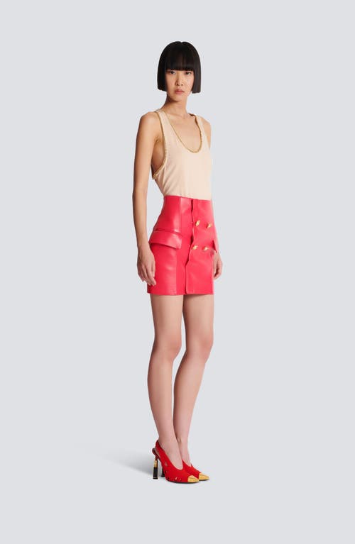 Balmain 4-button Leather Mini Skirt