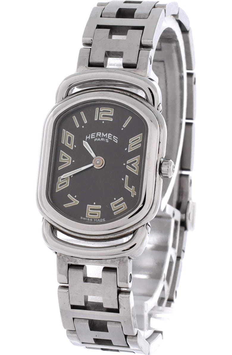 Pre-Owned Hermes Rallye Quartz Watch Stainless Steel 21, Alternate, color, Silver
