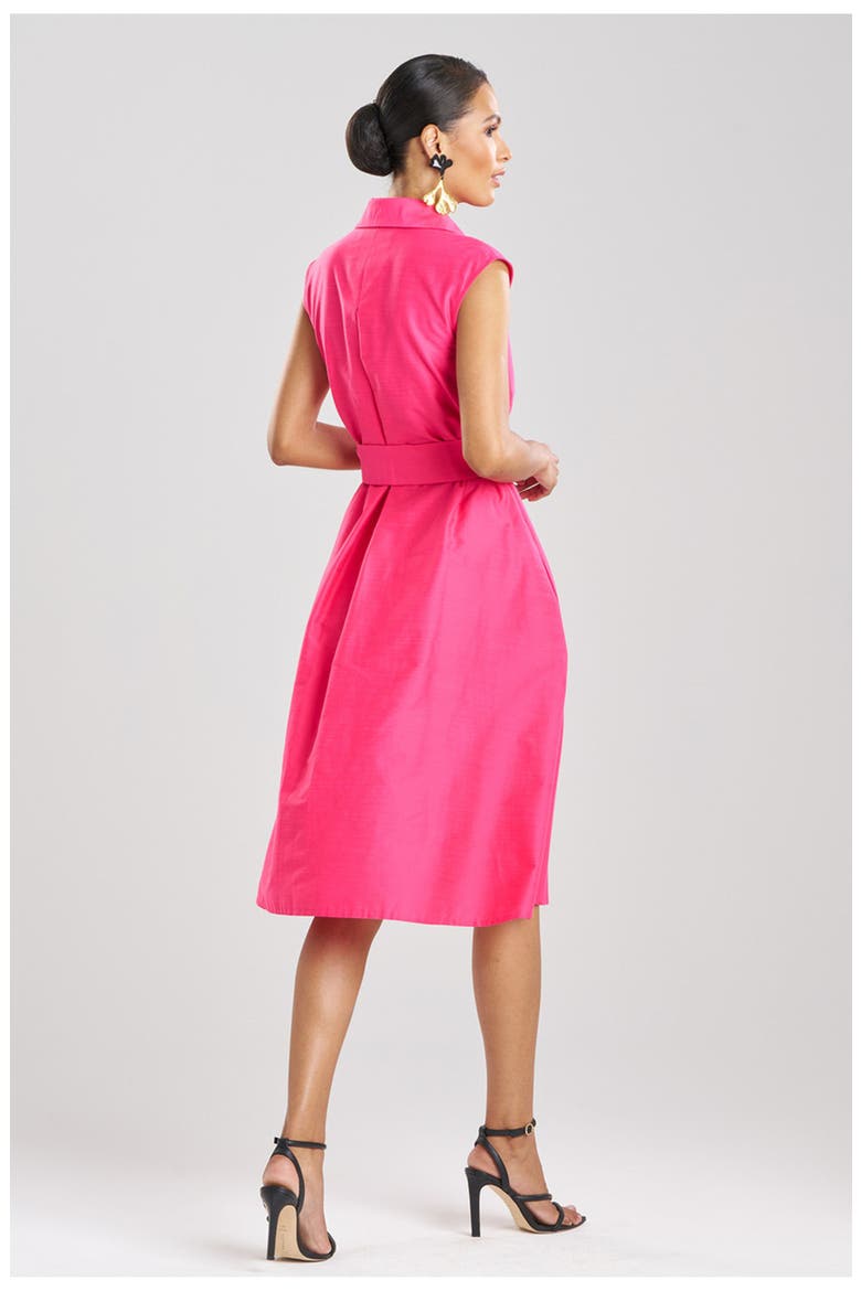 Cotton Silk Slub Trapeze Shirt Dress, Alternate, color, PINK