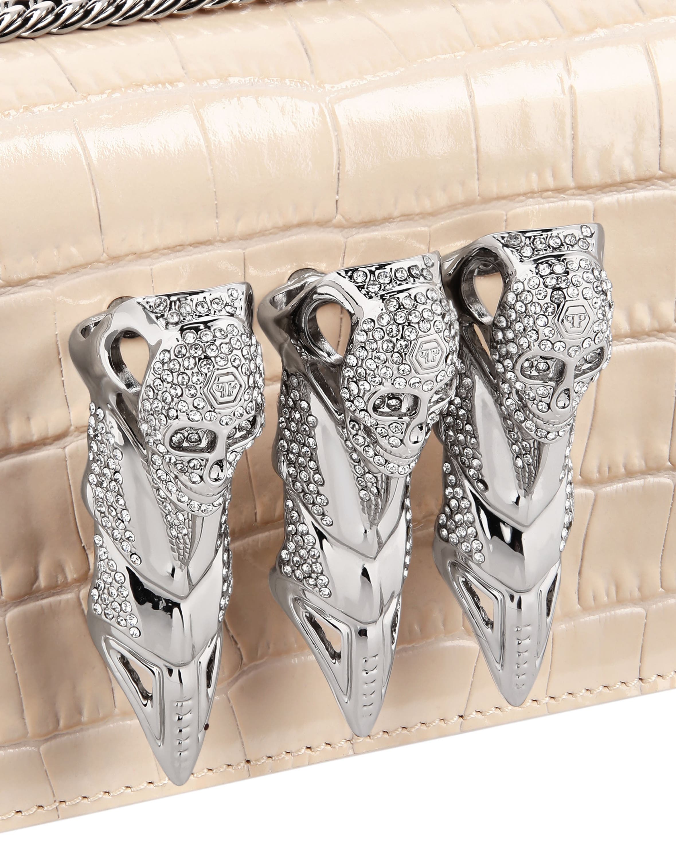 Croco Printed Leather Mini Bag Women, Alternate, color, beige