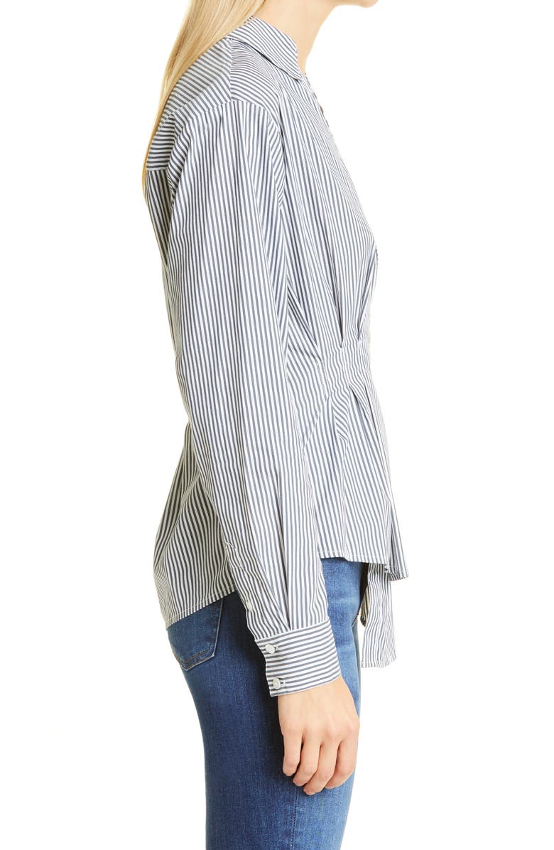 Veronica Beard Rosamund Stripe Asymmetric Cotton Blend Blouse, Alternate, color,