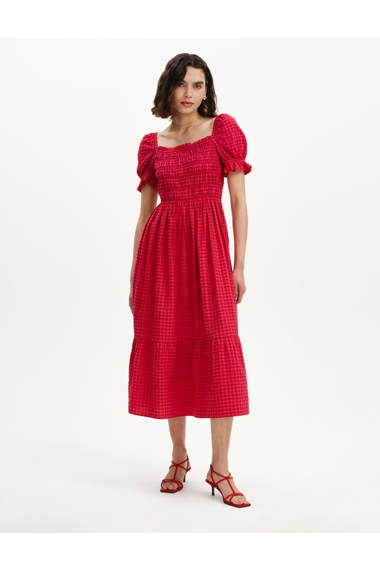 Petite Dawn Square Neck Midi Dress, Alternate, color, Pink