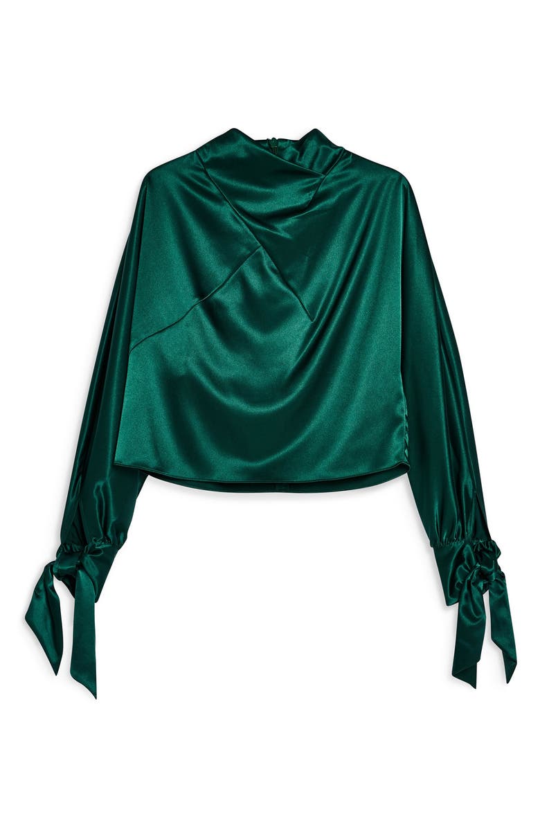 Topshop Satin Tie Sleeve Blouse, Alternate, color,