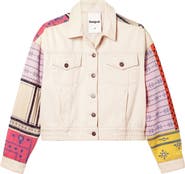 Desigual Short Embroidered Denim Jacket