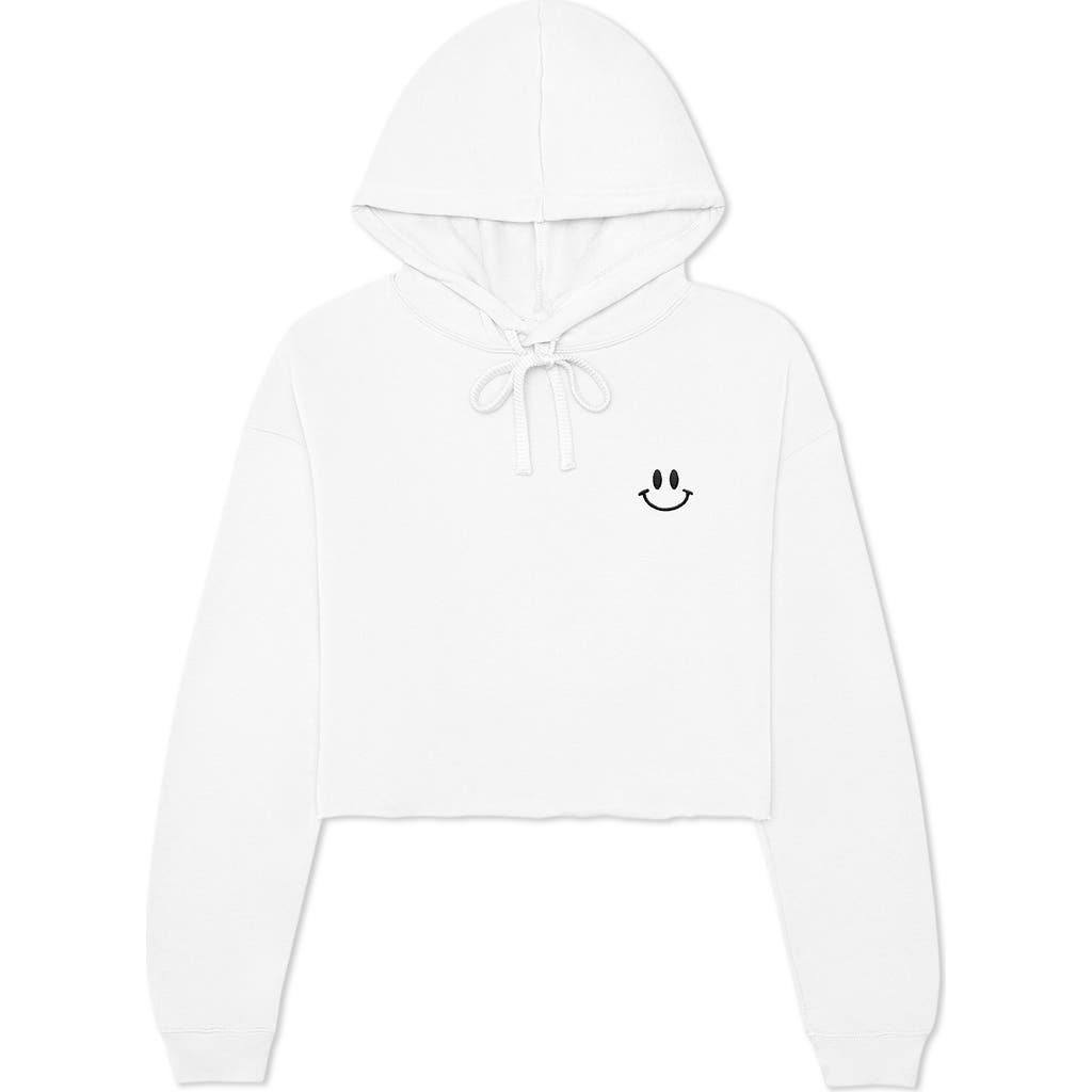 Dalix Smile Face Cropped Hoodie In White