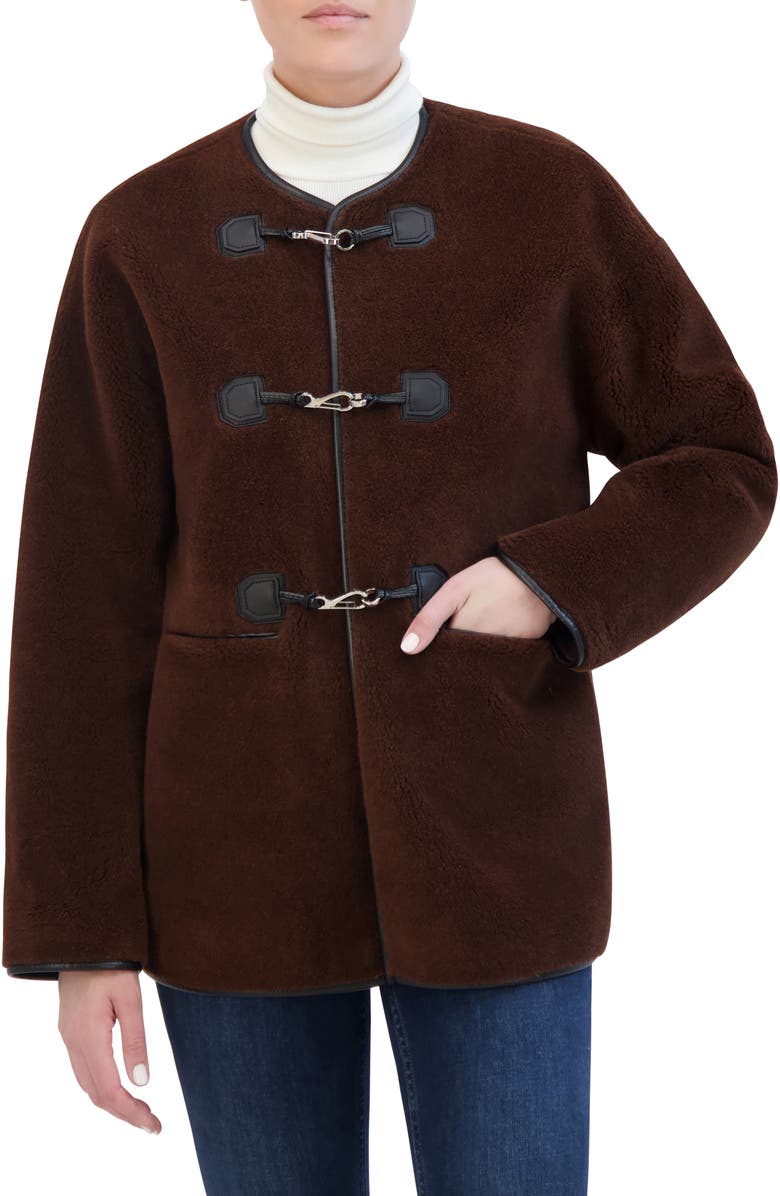 Rebecca Minkoff Faux Shearling Coat, Alternate, color, Chocolate