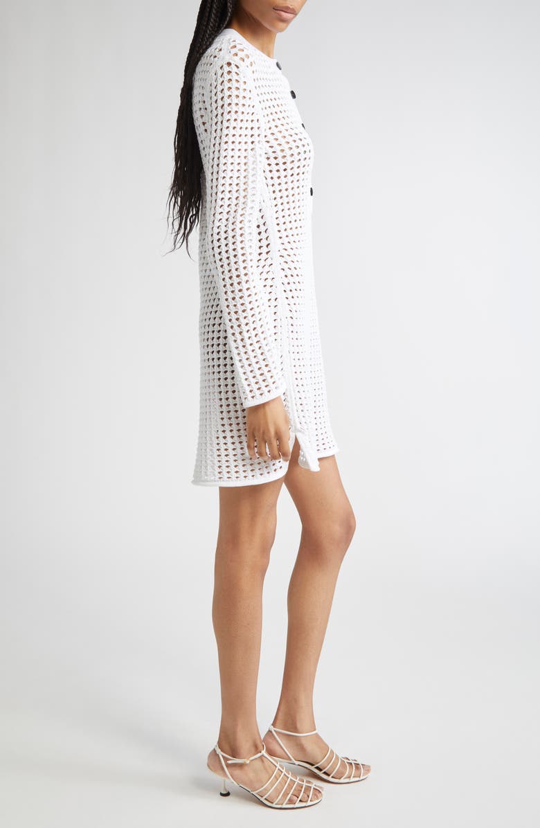 Proenza Schouler Micah Long Sleeve Open Knit Sweater Dress, Alternate, color, Off White