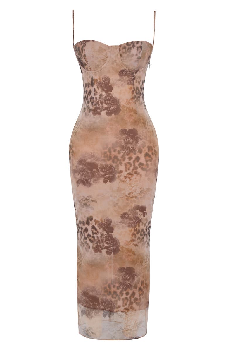 HOUSE OF CB Aiza Floral Underwire Cocktail Dress, Alternate, color, Cream Print