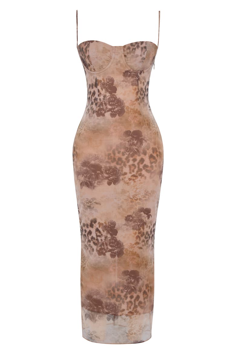 floral lace trim underwire cocktail dress ASTR the Label | Donne Floral Lace Corset Midi Dress in White