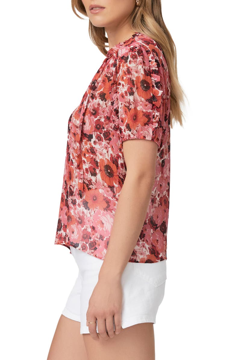 PAIGE Dandelion Floral Silk Top, Alternate, color, Bissou Multi