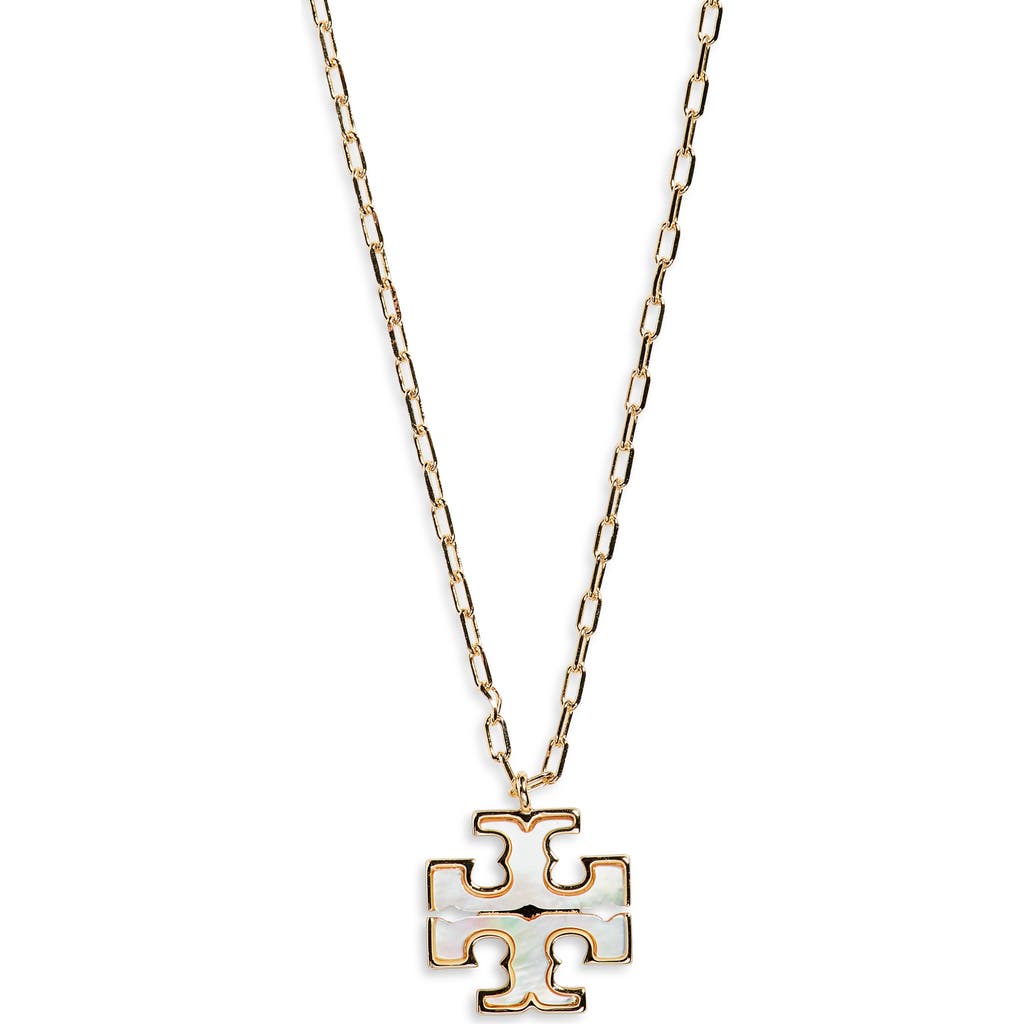 Tory Burch Kira Mother-of-pearl Pendant Necklace In Gold