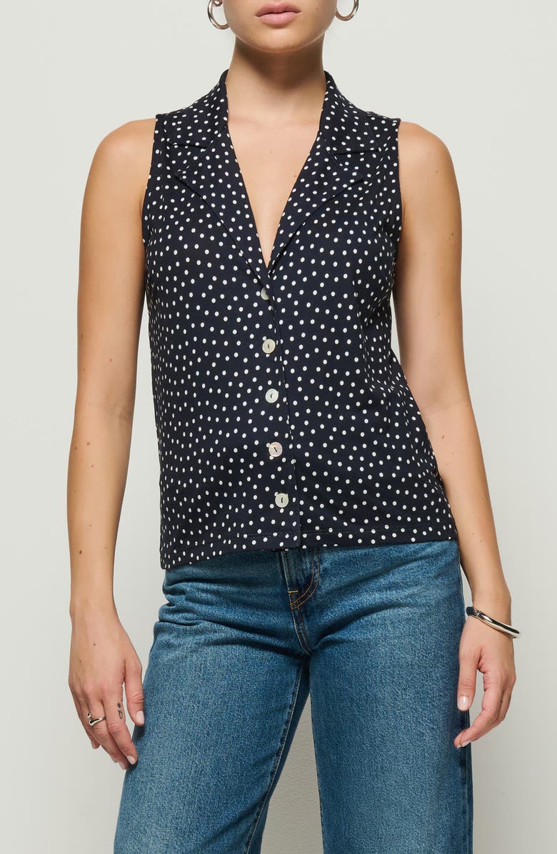 Nation LTD Caia Havana Polka Dot Pima Cotton Blend Button-Up Top, Main, color, Cabana Pol
