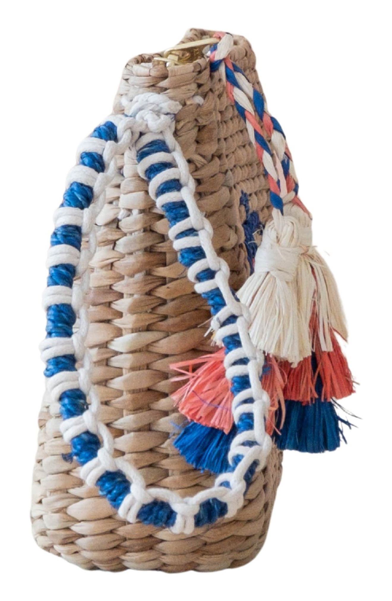 LIKHA Sardine Can Embroidered Straw Pouch, Alternate, color, 