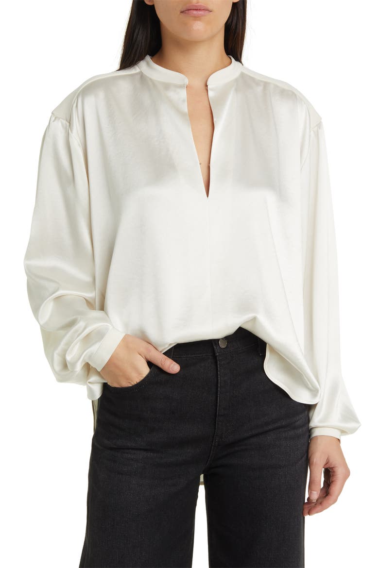 Rosie Satin Shirt, Main, color, IVORY