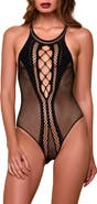 Hauty Halter Neck Fishnet Teddy