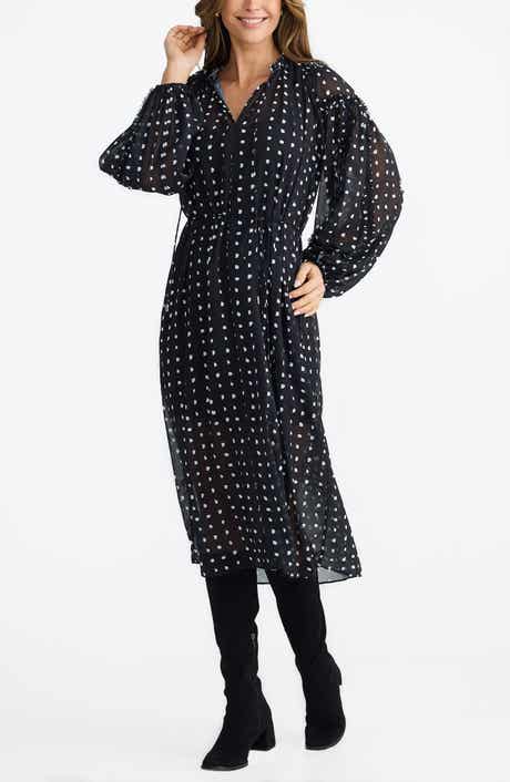 Brave+True Ritz Print Long Sleeve Midi Dress