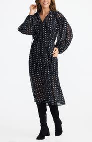 Brave+True Ritz Print Long Sleeve Midi Dress