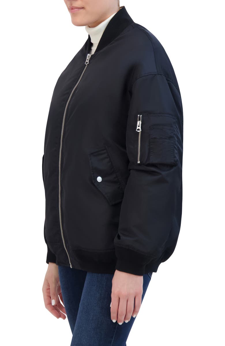 Hudson Jeans Oversize MA-1 Water Repellent Bomber Jacket, Alternate, color, Black