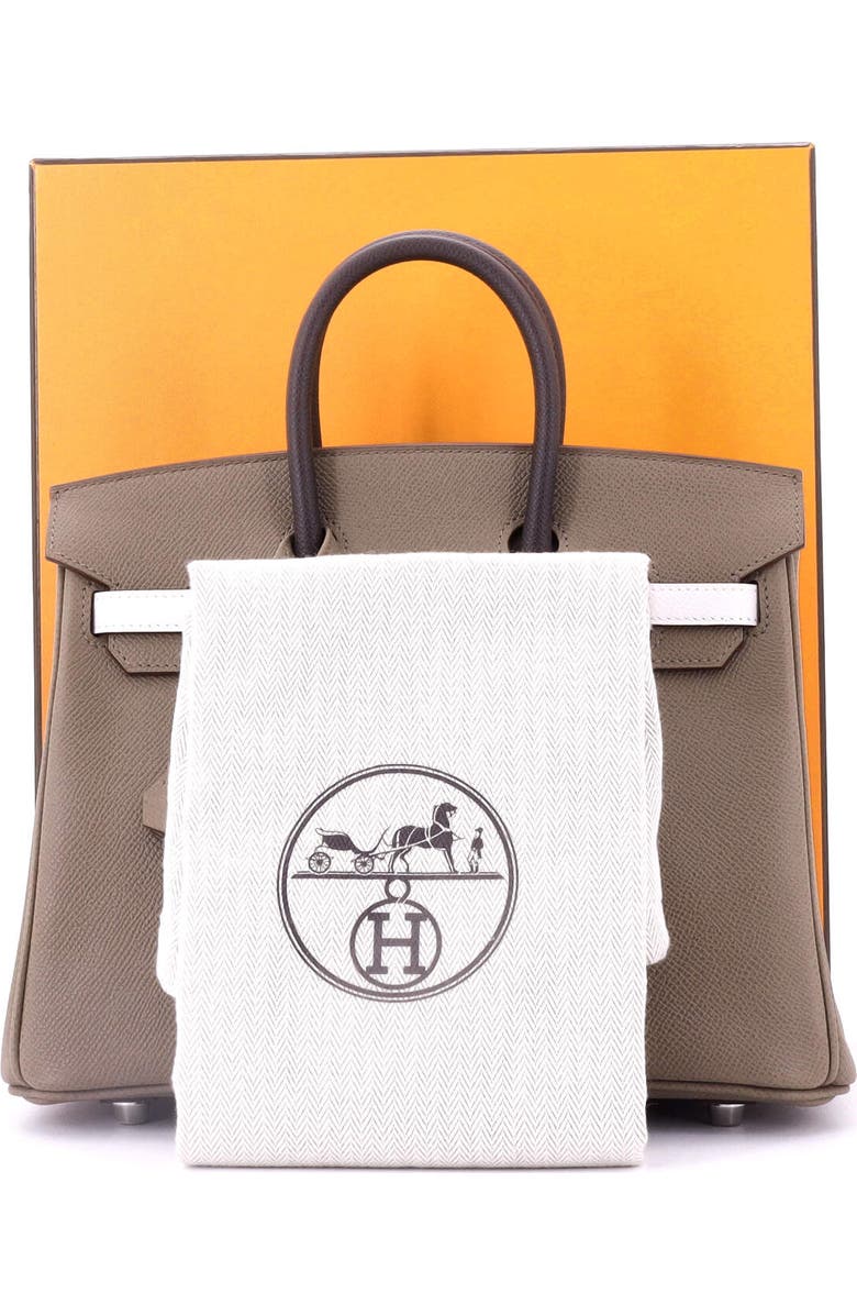 Pre-Owned Hermes Birkin Handbag Tricolor Epsom with Palladium Hardware 25, Alternate, color, Etoupe/Gris Pale/Ebene