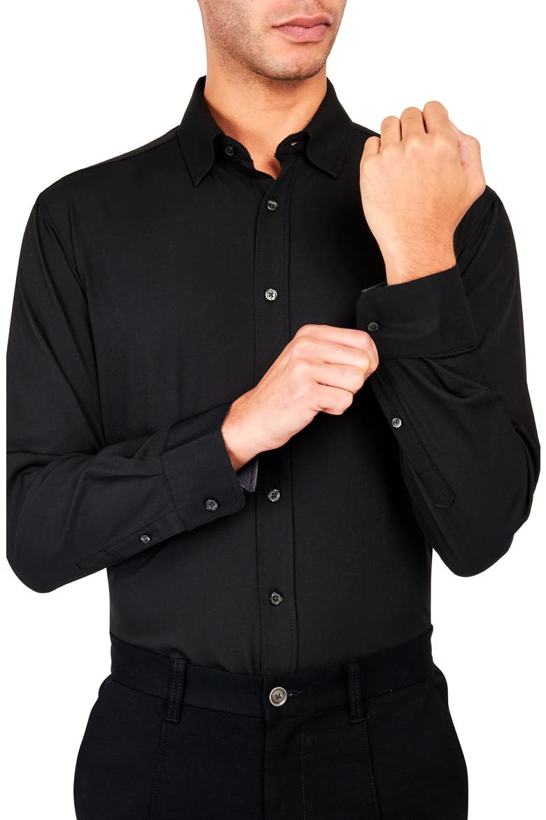 Regular Fit Solid Performance Dress Shirt, Alternate, color, BLACK
