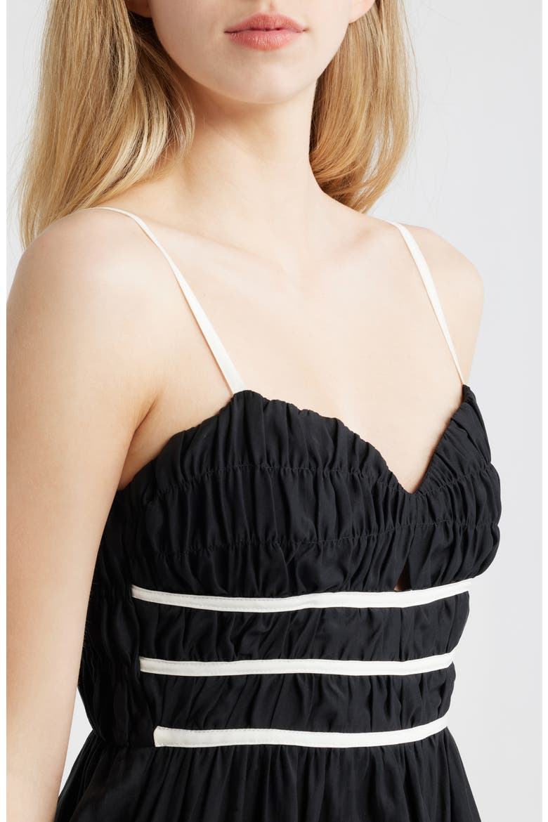 Shirred Tiered Midi Sundress, Alternate, color, BLACK