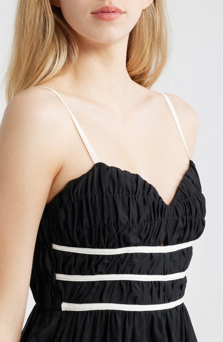 MOON RIVER Shirred Tiered Midi Sundress, Alternate, color, Black