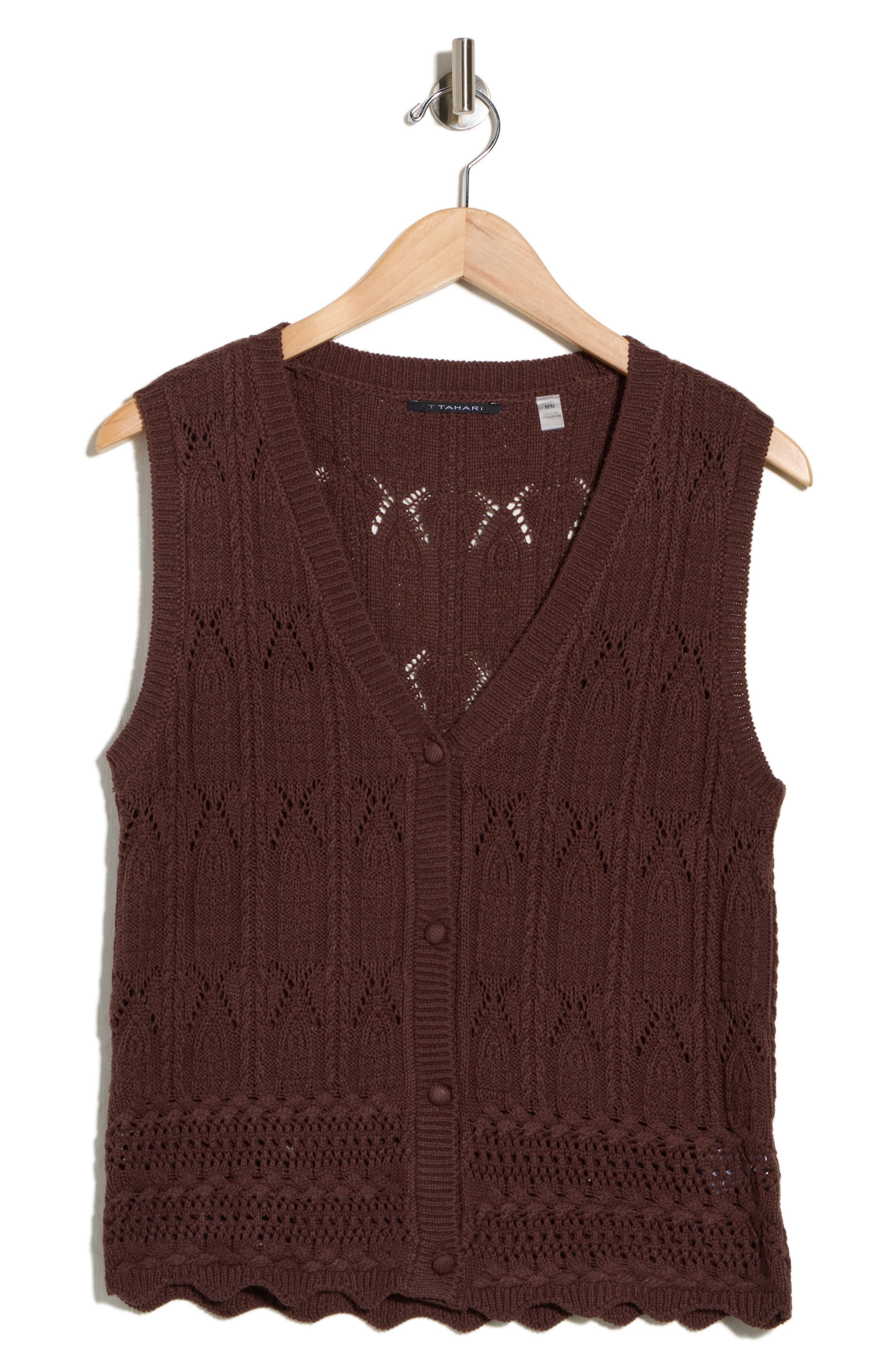 T Tahari Crochet Sweater Vest