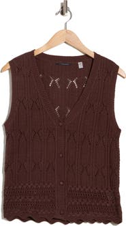 T Tahari Crochet Sweater Vest