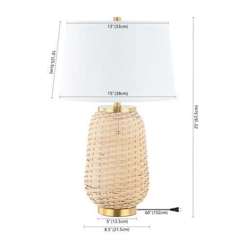 Jonathan Y Chakrii 25" Rustic Bohemian Iron/rattan Led Table Lamp With Pull-chain In Light Brown