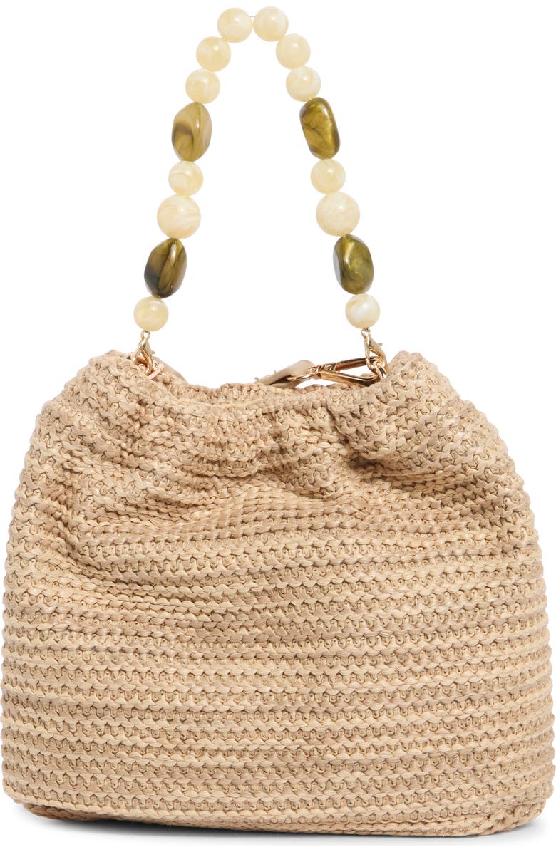 URBAN EXPRESSIONS HANDBAGS Beaded Handle Straw Crossbody Bag, Main, color, Natural