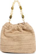 URBAN EXPRESSIONS HANDBAGS Beaded Handle Straw Crossbody Bag