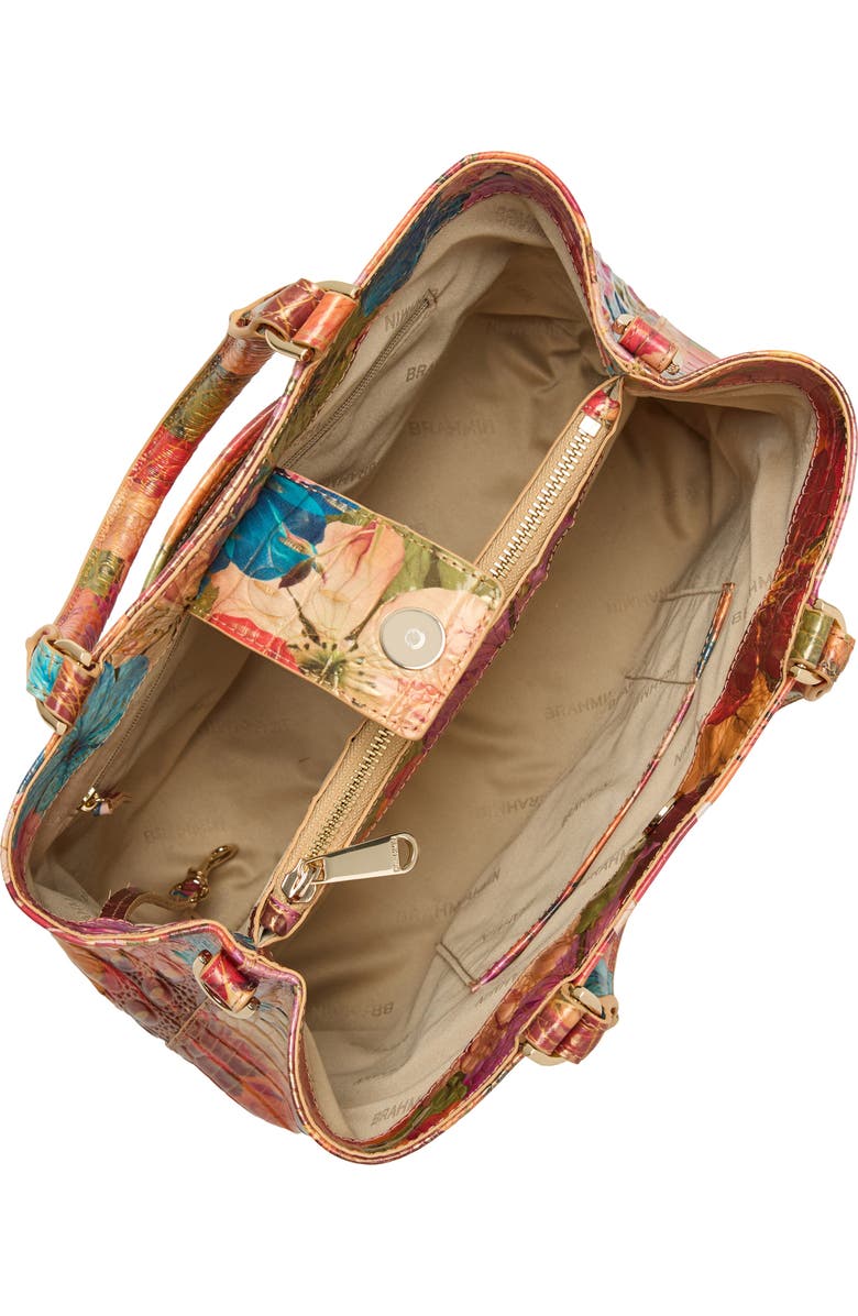 Brahmin Small Denise Embossed Leather Satchel, Alternate, color, Florita