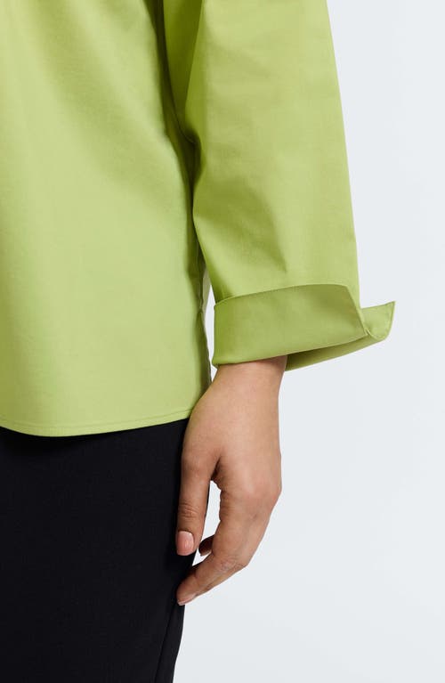 Foxcroft Tammy Ruffle Collar Cotton Blend Top In Green