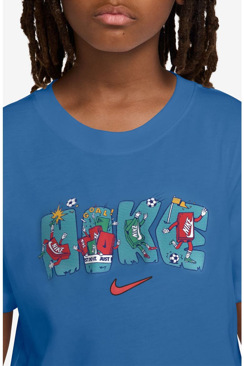 Kids' Sportswear Soccer Boxy Cotton Graphic T-Shirt, Alternate, color, STAR BLUE