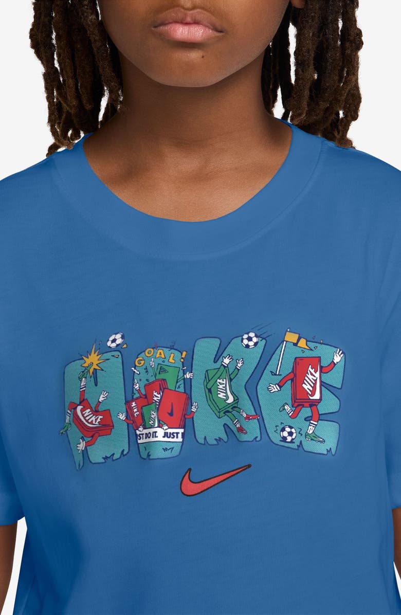 Nike Kids' Sportswear Soccer Boxy Cotton Graphic T-Shirt, Alternate, color, Star Blue