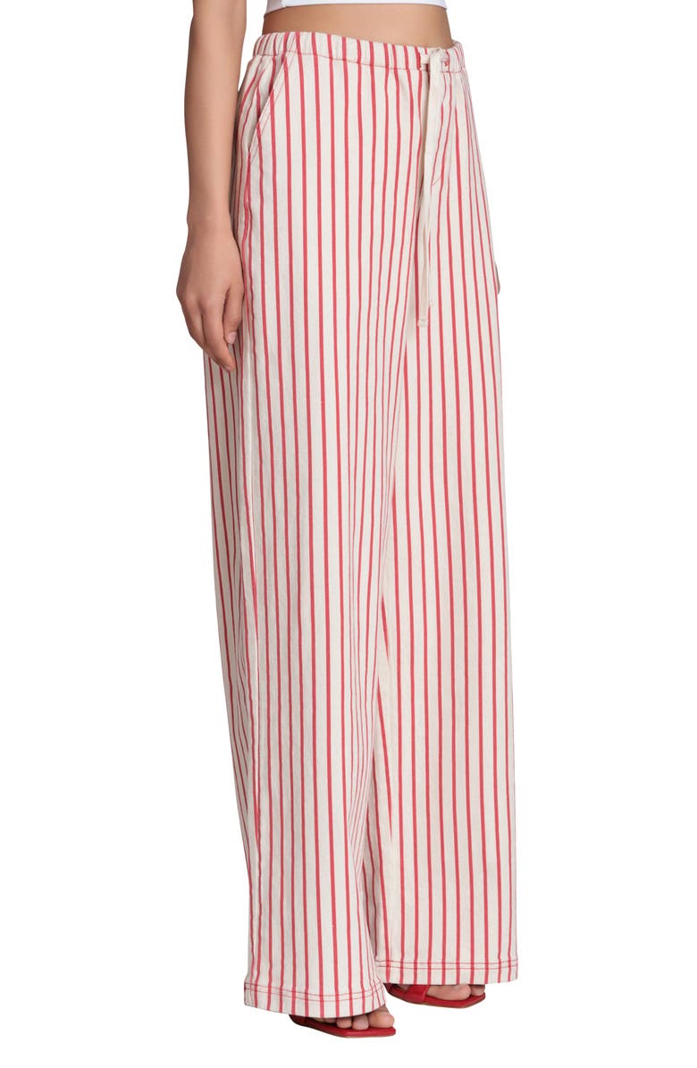 Avec Les Filles Stripe Tie Waist Pants, Alternate, color, Cream-Red Stripe
