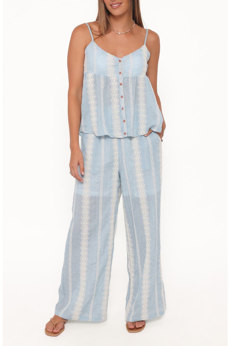 Mila Embroidered Tank & Wide Leg Pants Set, Main, color, LIGHT BLUE