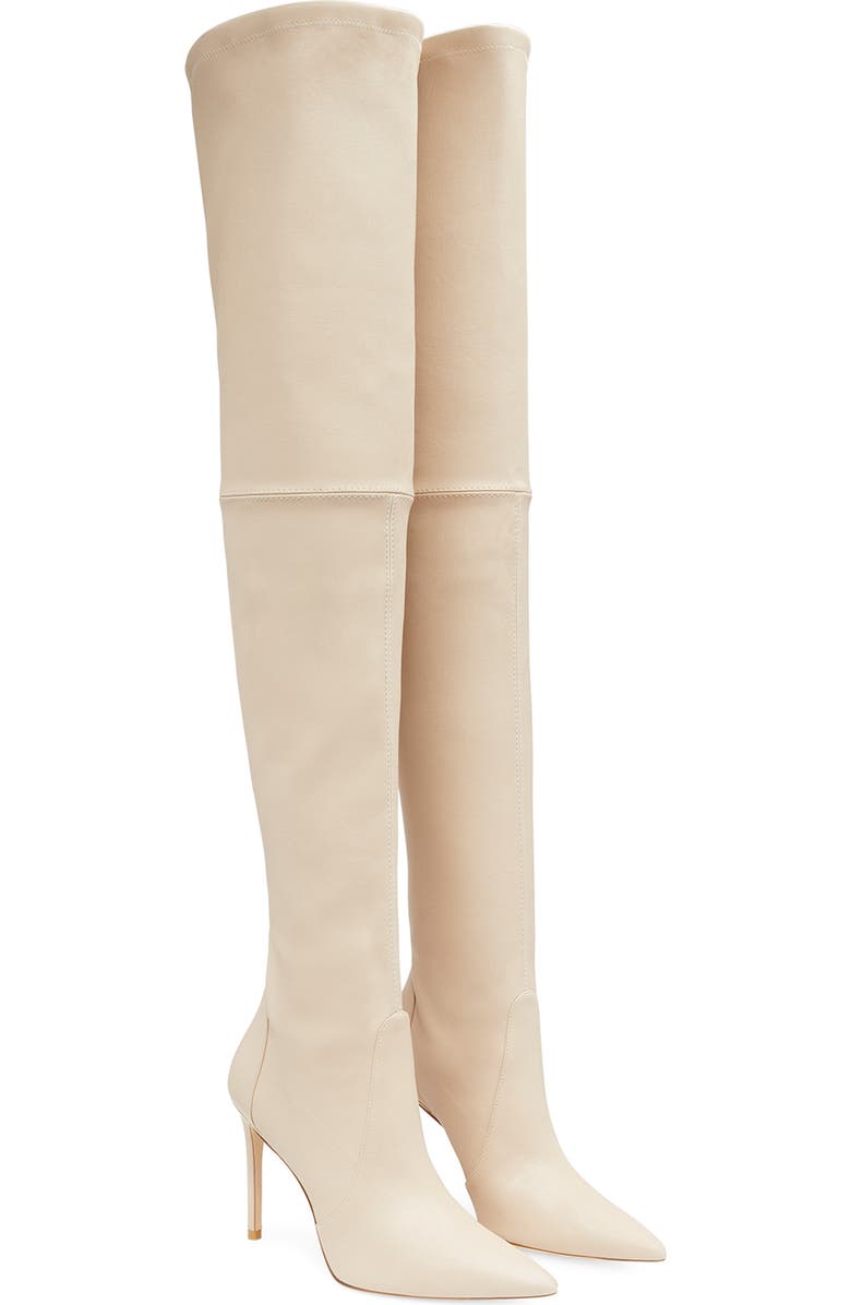Stuart Weitzman Ultrastuart 100 Stretch Pointed Toe Over the Knee Boot, Main, color, Dune