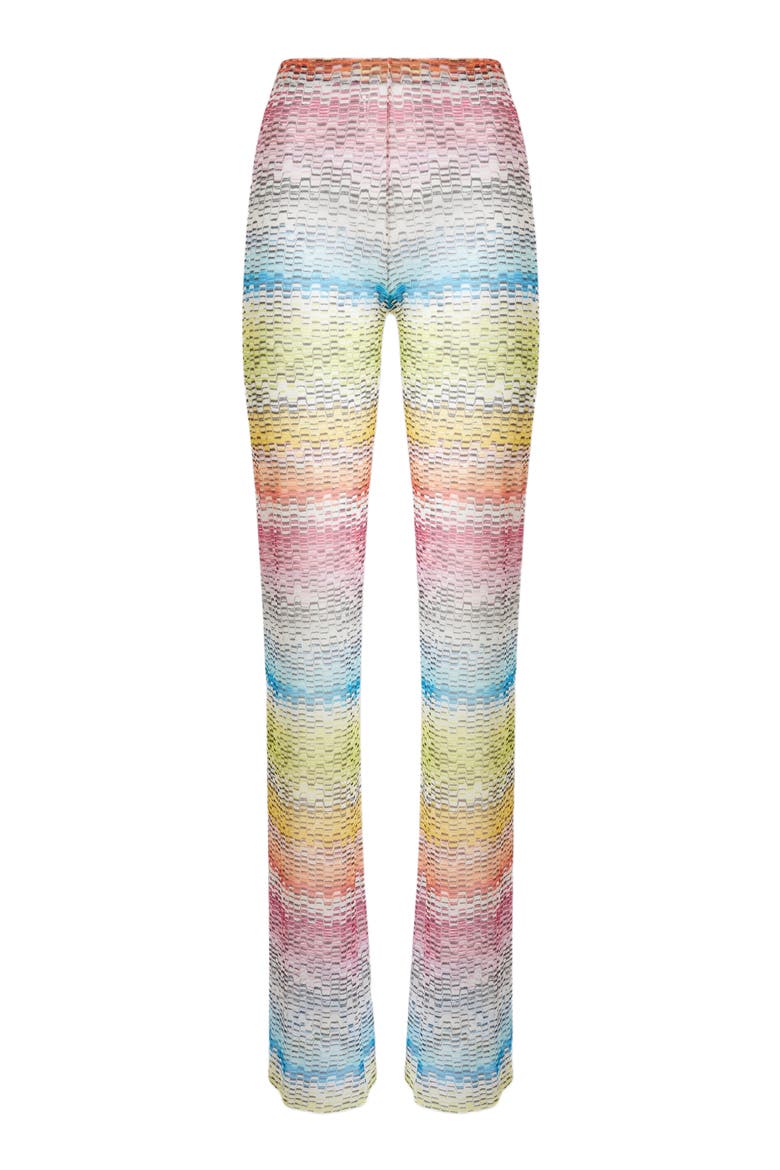 Straight Trousers In Printed Tulle, Alternate, color, Orange Multicoloured