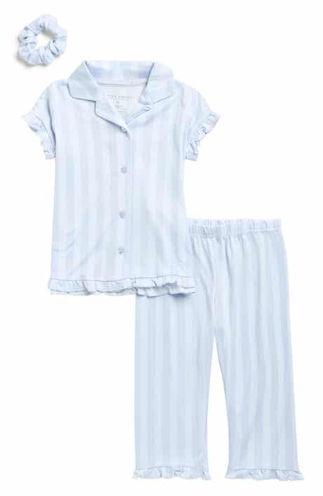Kids' Ruffle Short Sleeve Pajamas & Scrunchie Set