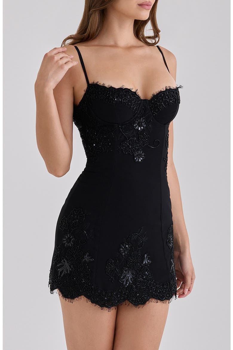 Soraya Beaded Georgette Minidress, Alternate, color, BLACK