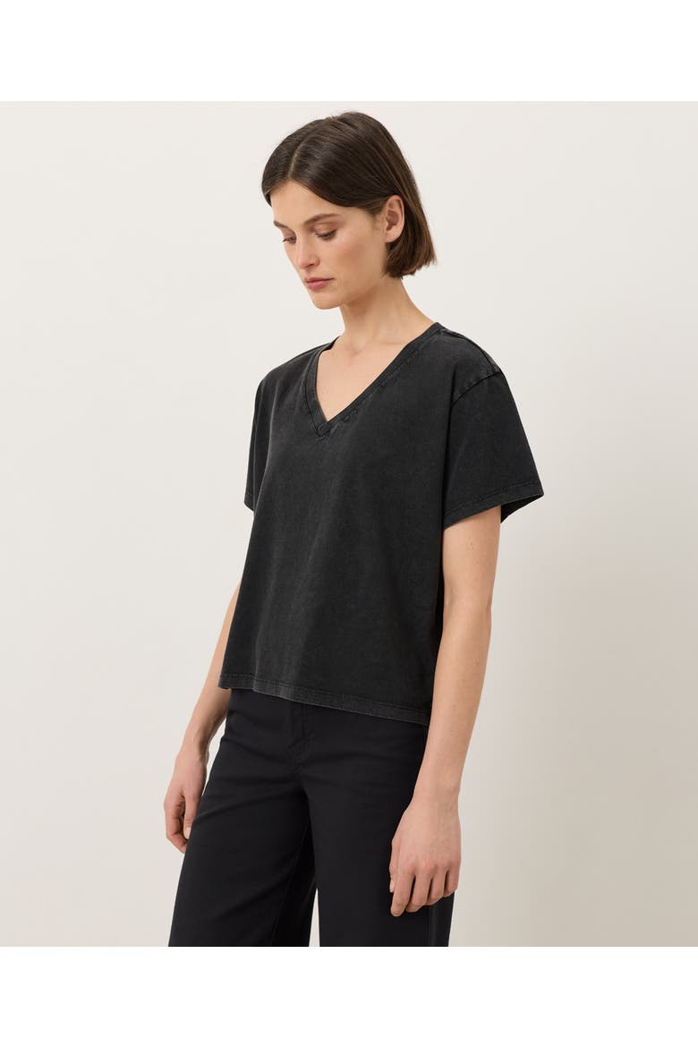 Organic Cotton Vintage Jersey V-Neck Tee, Alternate, color, Washed Black